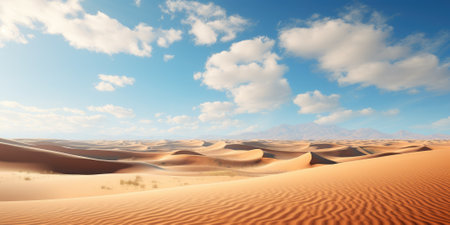Desert sand dunes and blue sky. 3d render illustrationの素材