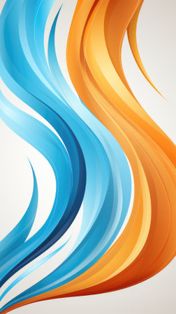 Abstract background with blue and orange wavy lines. Vector illustration.の素材