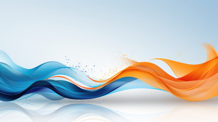 Abstract background with blue and orange wavy lines. Vector illustration.の素材