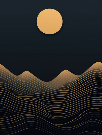 Abstract background with mountains and sun. Vector illustration for your design.の素材