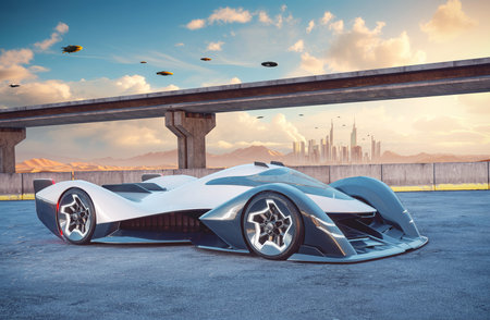 3D rendering of a brand-less generic concept carの写真素材