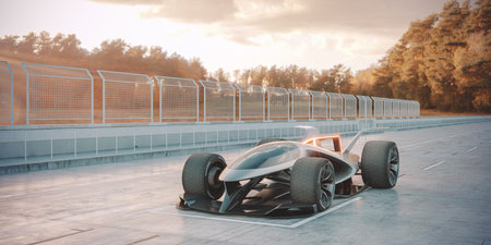 3D rendering of a generic racing car and a pilot
