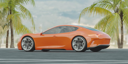 3D rendering of a brand-less generic concept car