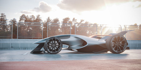 3D rendering of a brand-less generic concept carの写真素材