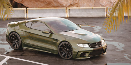 3D rendering of a brand-less generic concept carの写真素材