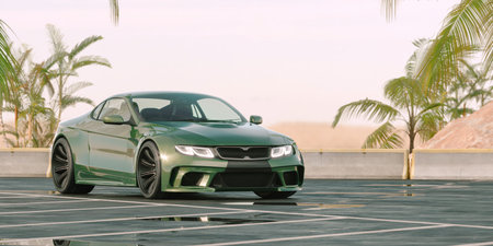 3D rendering of a brand-less generic concept car