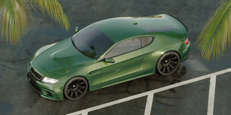 3D rendering of a brand-less generic concept carの写真素材