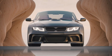 3D rendering of a brand-less generic concept carの写真素材