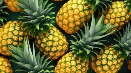 Pineapples background. 3d rendering, 3d illustration.の素材