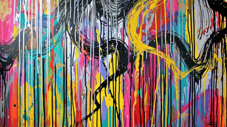 abstract background of colorful graffiti on a concrete wall, street artの素材