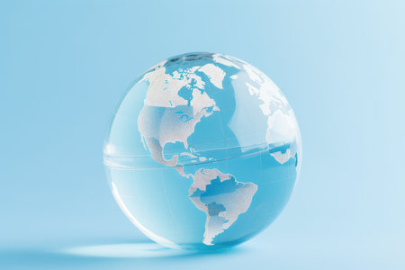 Earth globe on blue background. 3d render. Global business concept.の素材