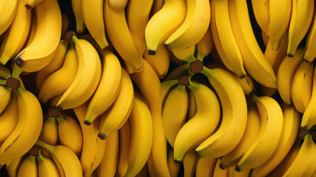 Bunch of bananas on a black background, close-up.の素材