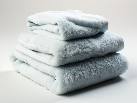 Stack of clean towels on a white background. 3d rendering.の素材
