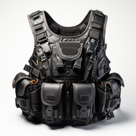Protective vest on a white background. 3d rendering. Studio shot.の素材