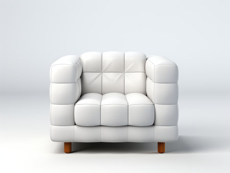White leather armchair isolated on white background. 3d render.の素材