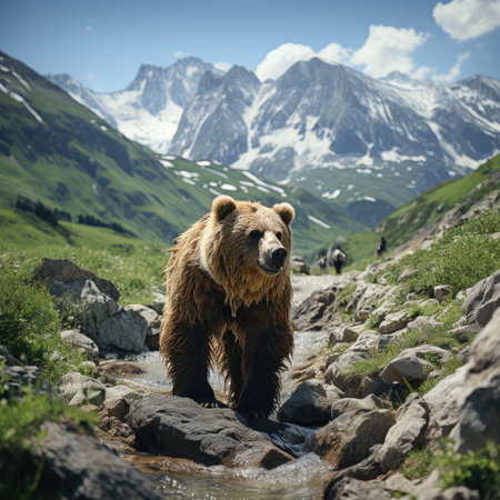 Grizzly bear in the mountains. Animal in nature.の素材