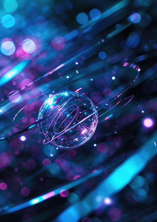 fiber optics background with lots of light spots and bokehの素材