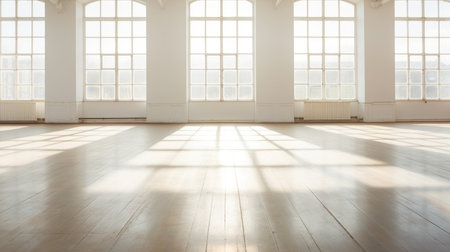 interior of empty room with white walls and wooden floor. 3d renderingの素材