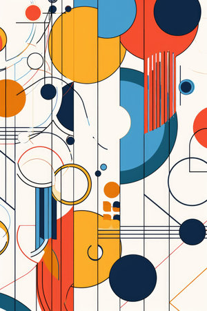 Abstract geometric background with circles and lines. Vector illustration. Eps 10.の素材