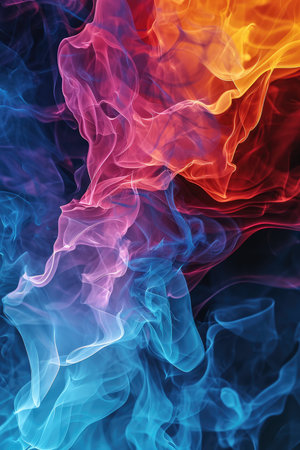 abstract background smoke curves and wave in blue red yellow purple colorsの素材