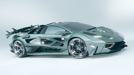 3D rendering of a brand-less generic concept carの写真素材