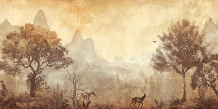 Giraffe in the jungle - vintage background with space for textの素材