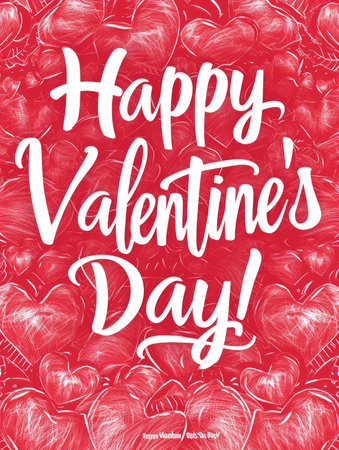 Happy Valentines Day. Hand drawn lettering. Vector illustration.の素材