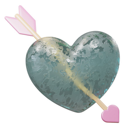Glass heart with arrow, symbolizing loveの写真素材
