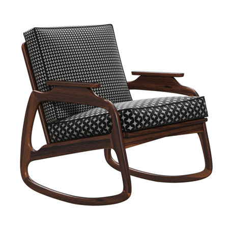 Stylish retro wooden rocking chair in black and white.の写真素材