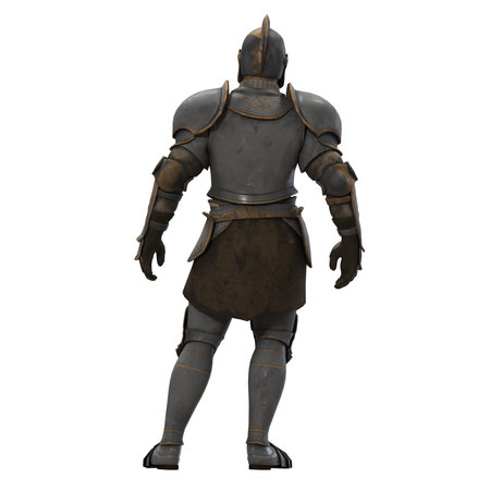 Armored knight standing in full battle gear.の写真素材