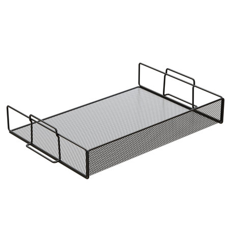 Black metal mesh document tray for desk organizationの写真素材