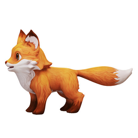Adorable cartoon fox with a playful expression.の写真素材