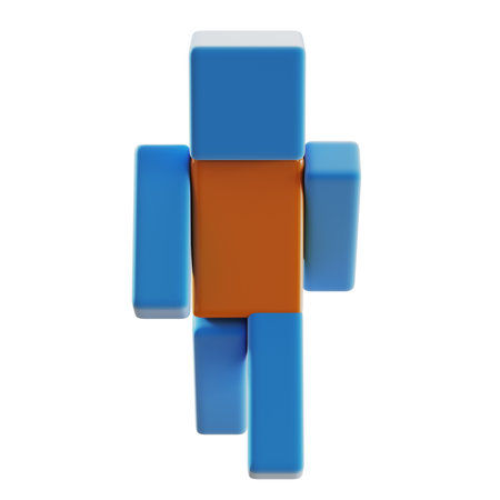 Abstract block figure in motion on white background.の写真素材