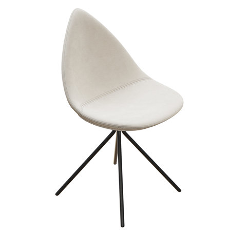 Modern white chair with sleek black legs.の写真素材
