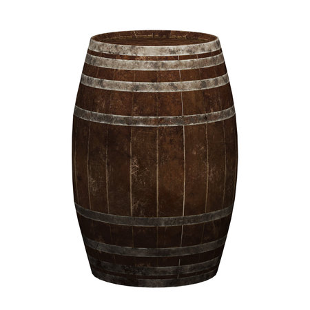 Rustic wooden barrel with aged patinaの写真素材