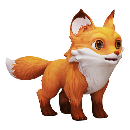 Adorable cartoon fox with bright orange fur.の写真素材
