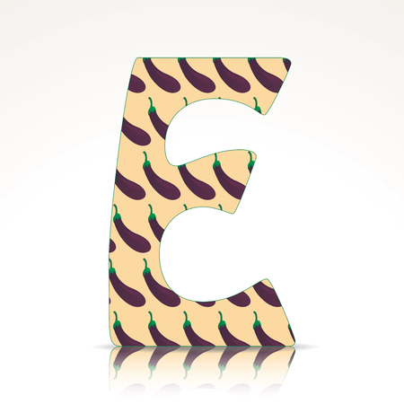 The letter E of the alphabet made of Eggplantのイラスト素材