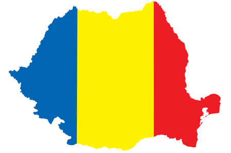 map of Romania with their flag illustrationの写真素材
