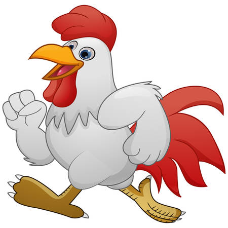 Cartoon rooster runningのイラスト素材