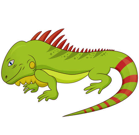 Cartoon Illustration of Funny Iguana Lizard Reptile Animal Characterのイラスト素材