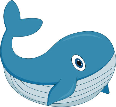 Cute cartoon whale on white backgroundのイラスト素材