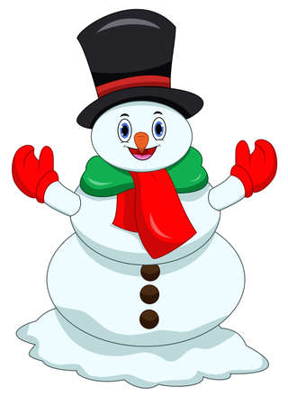 Christmas snowman isolated on white background. Vector illustrationのイラスト素材