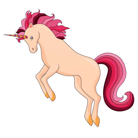 Cartoon Unicorn Standing on white backgroundのイラスト素材