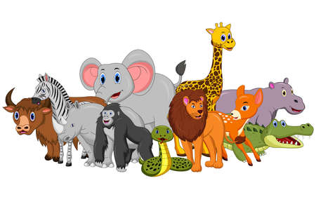 Happy safari animal cartoonのイラスト素材