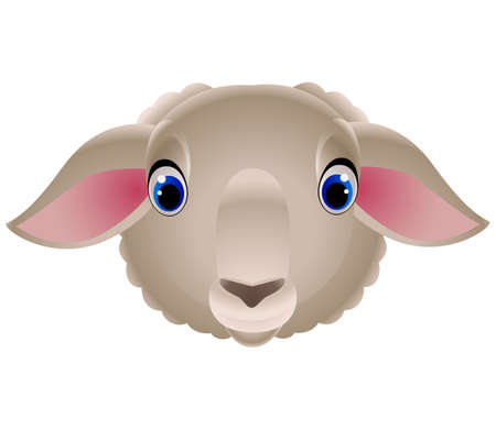 Vector. Isolated cartoon sheep head. Closeupのイラスト素材