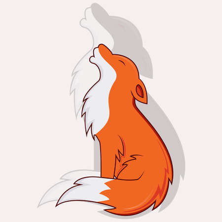 Illustration of Wolf howling with shadow isolated on white backgroundのイラスト素材