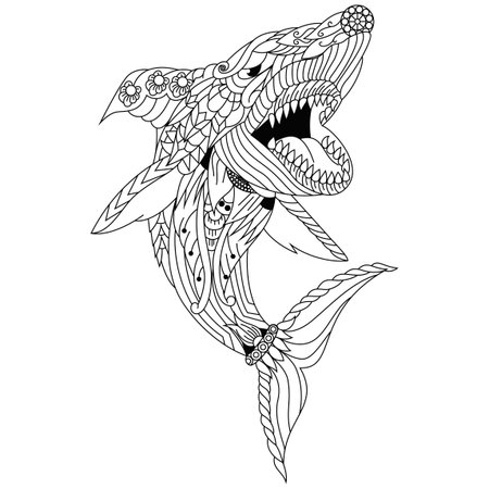 Hand draw of shark in styleのイラスト素材