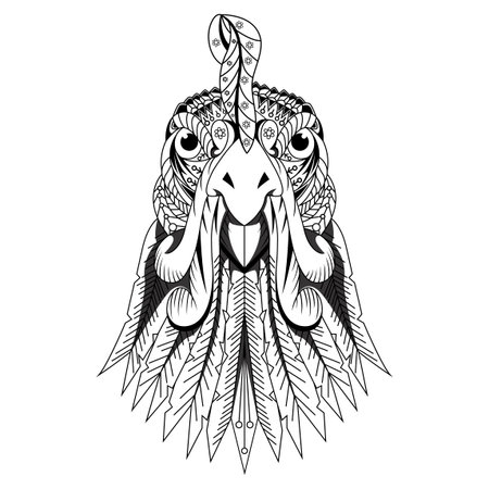 Hand drawn of rooster in styleのイラスト素材