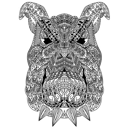 Hand drawn of bulldog in styleのイラスト素材