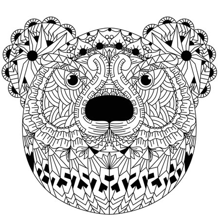 Hand drawn of bear head in  styleのイラスト素材
